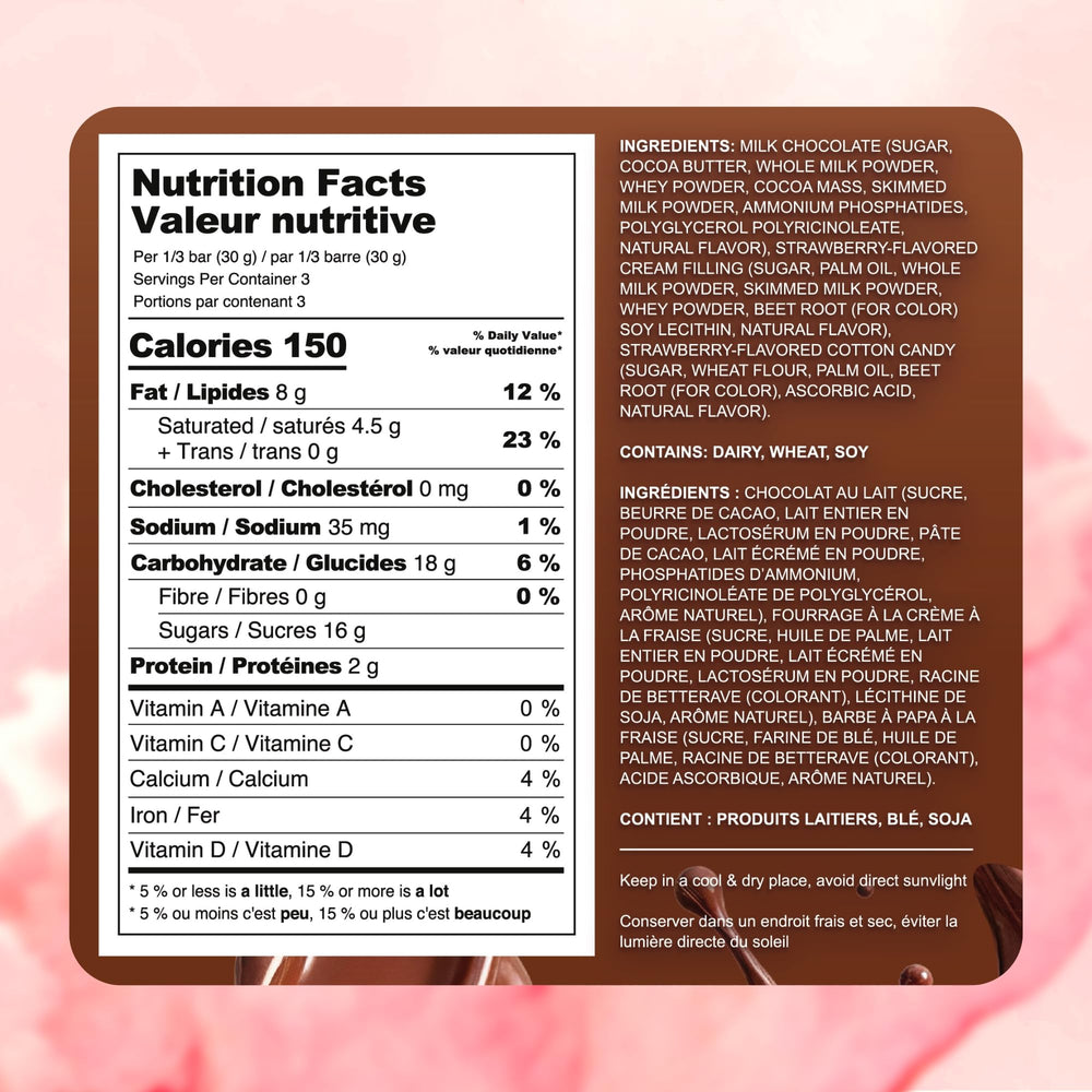 Bubblegum Kids Angel Hair chocolate bar cross-section showing cotton candy center.