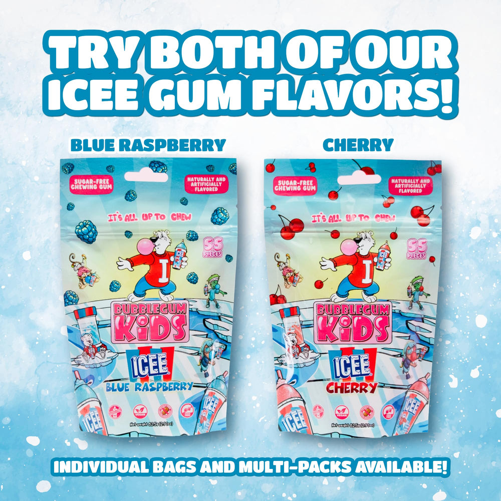 Bubblegum Kids ICEE Blue Raspberry packaging close-up