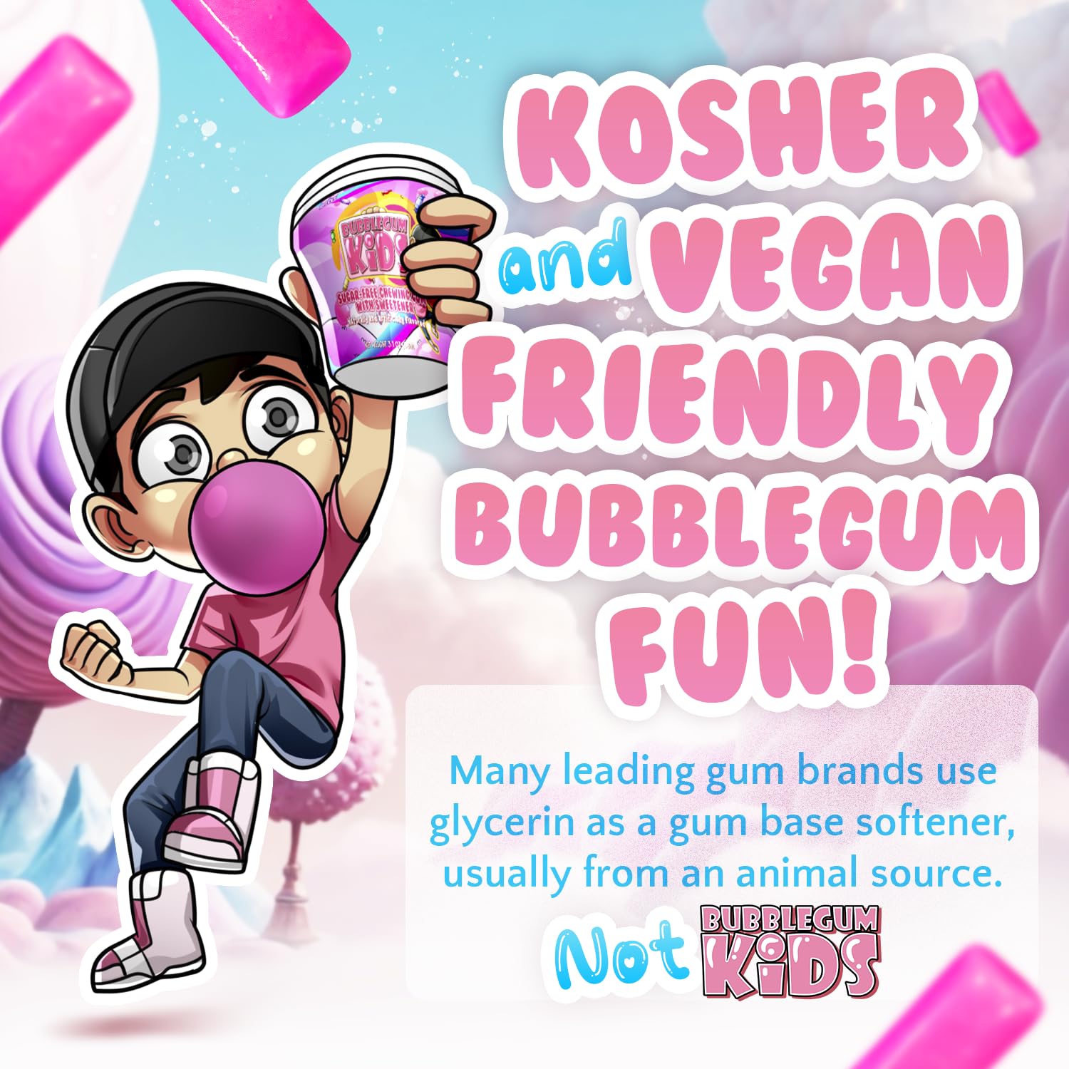 Bubblegum Kids Original Blend sugar-free gum with xylitol for a lighter snack.