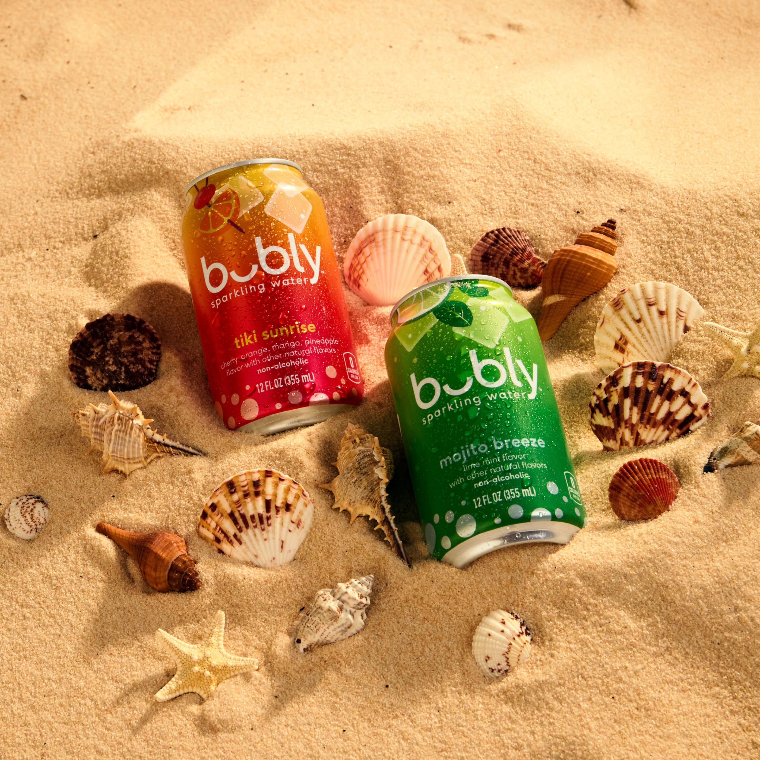 Bubly aluminum cans recycling banner emphasizes sustainable packaging