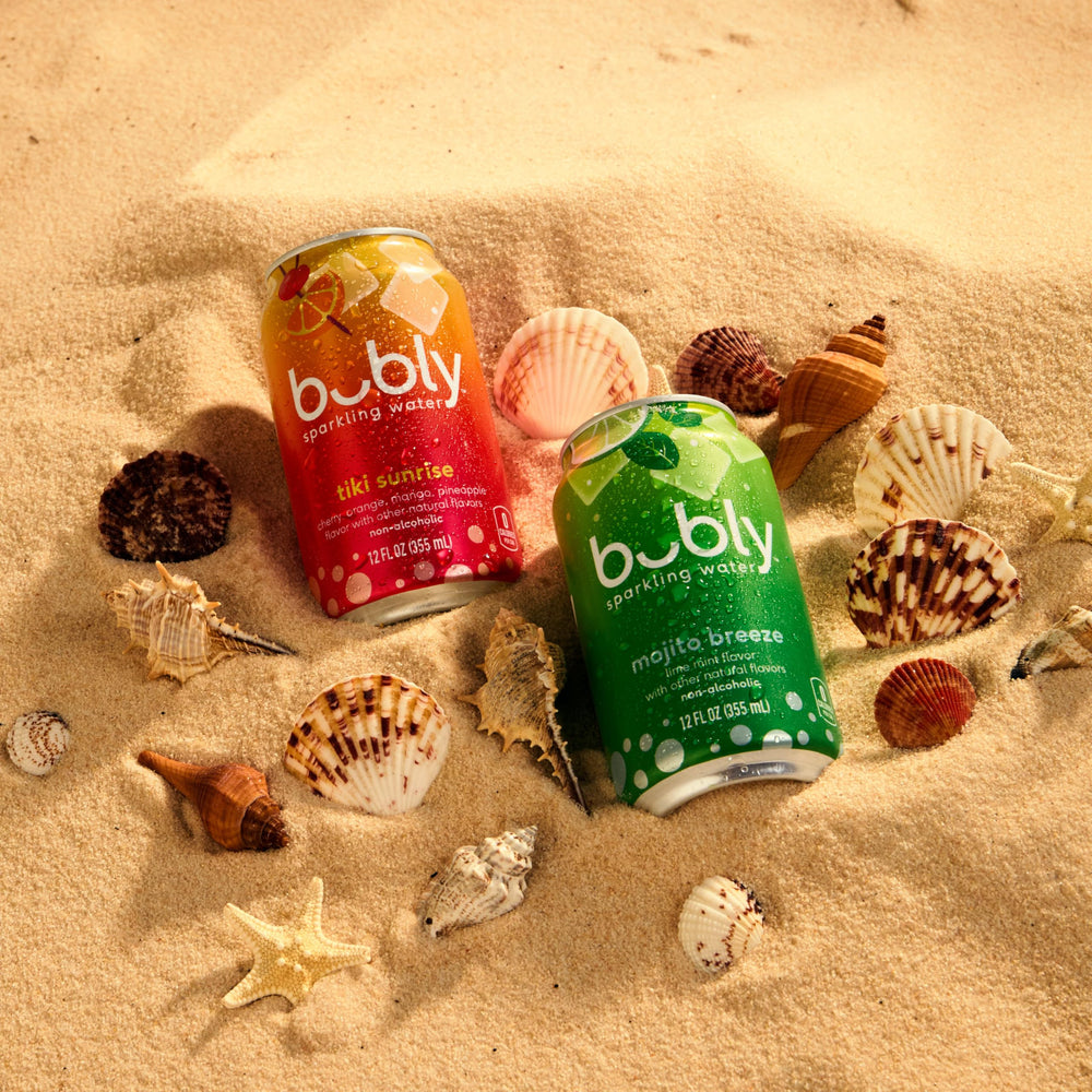 Bubly aluminum cans recycling banner emphasizes sustainable packaging