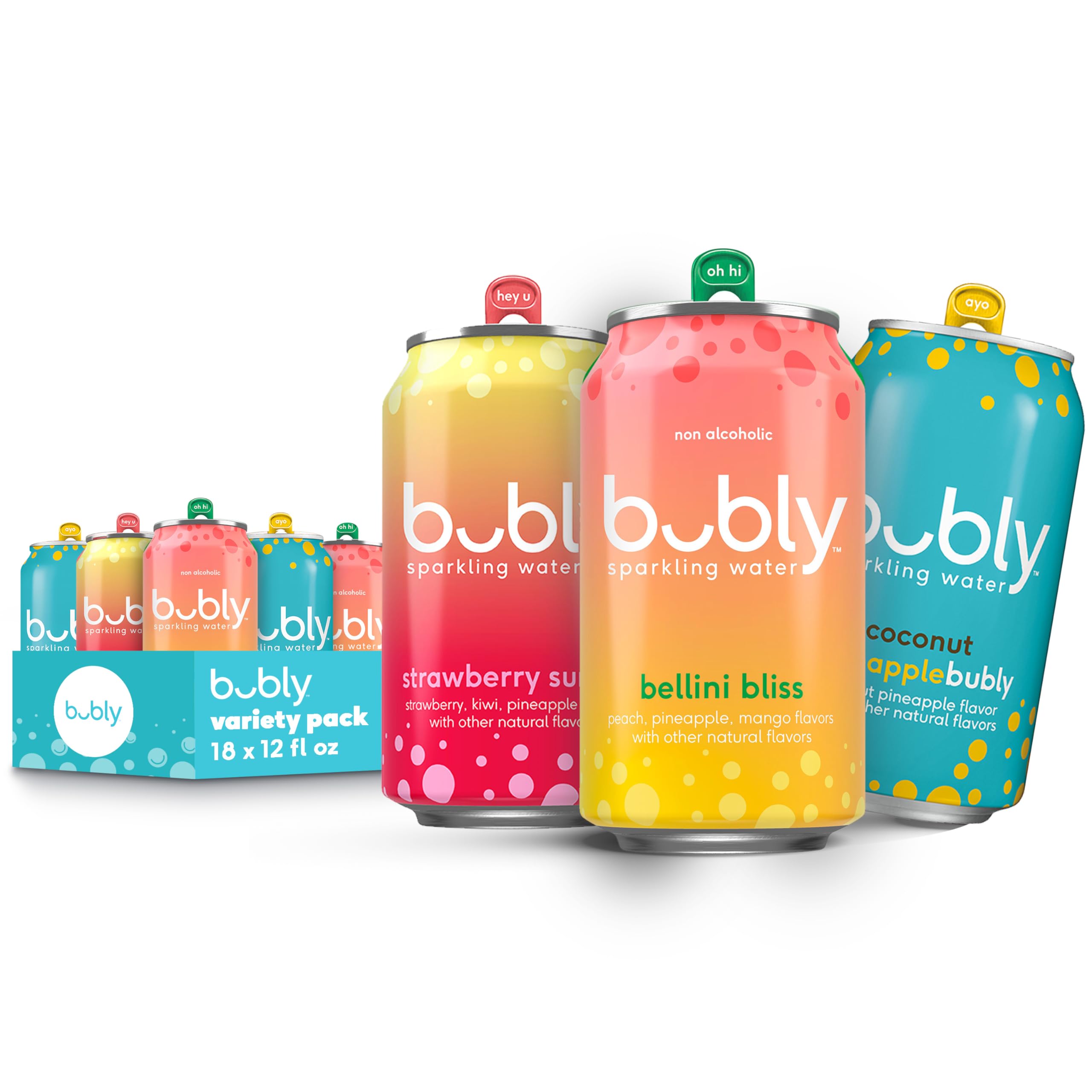 Bubly Bellini Bliss can with crisp, zero-sugar flavor.