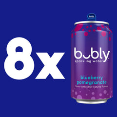 Eight-pack Bubly Blueberry Pomegranate display mockup for convenient refreshment