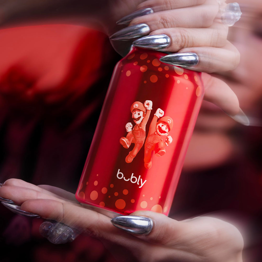 Bubly Cherry sparkling water open-can invites a cool, flavorful sip