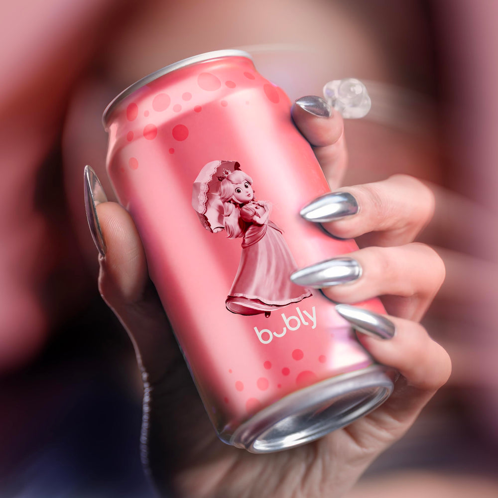 Bubly Grapefruit glass with can suggests a flavor companion for meals.