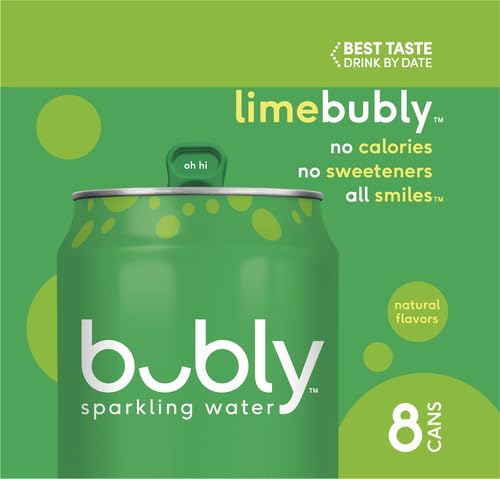 Bubly Lime bubbles rising in a glass, crisp refreshment.