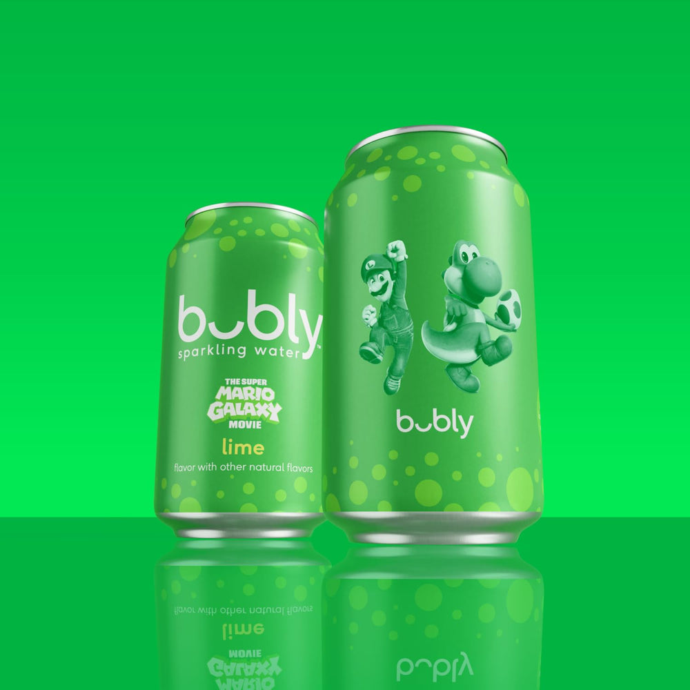 Chilled Bubly Lime glass with lime slice, ready to enjoy.