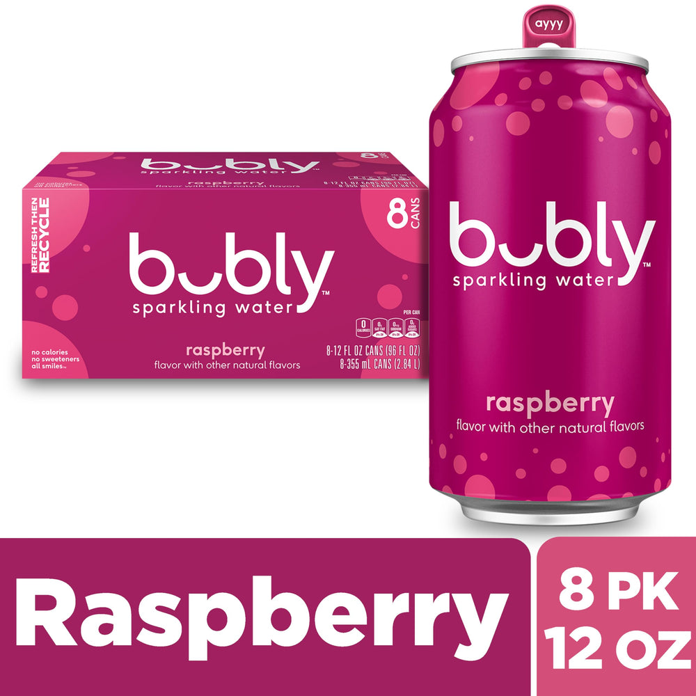 Natural Bubly Raspberry flavor without sugar or calories for a light sip.