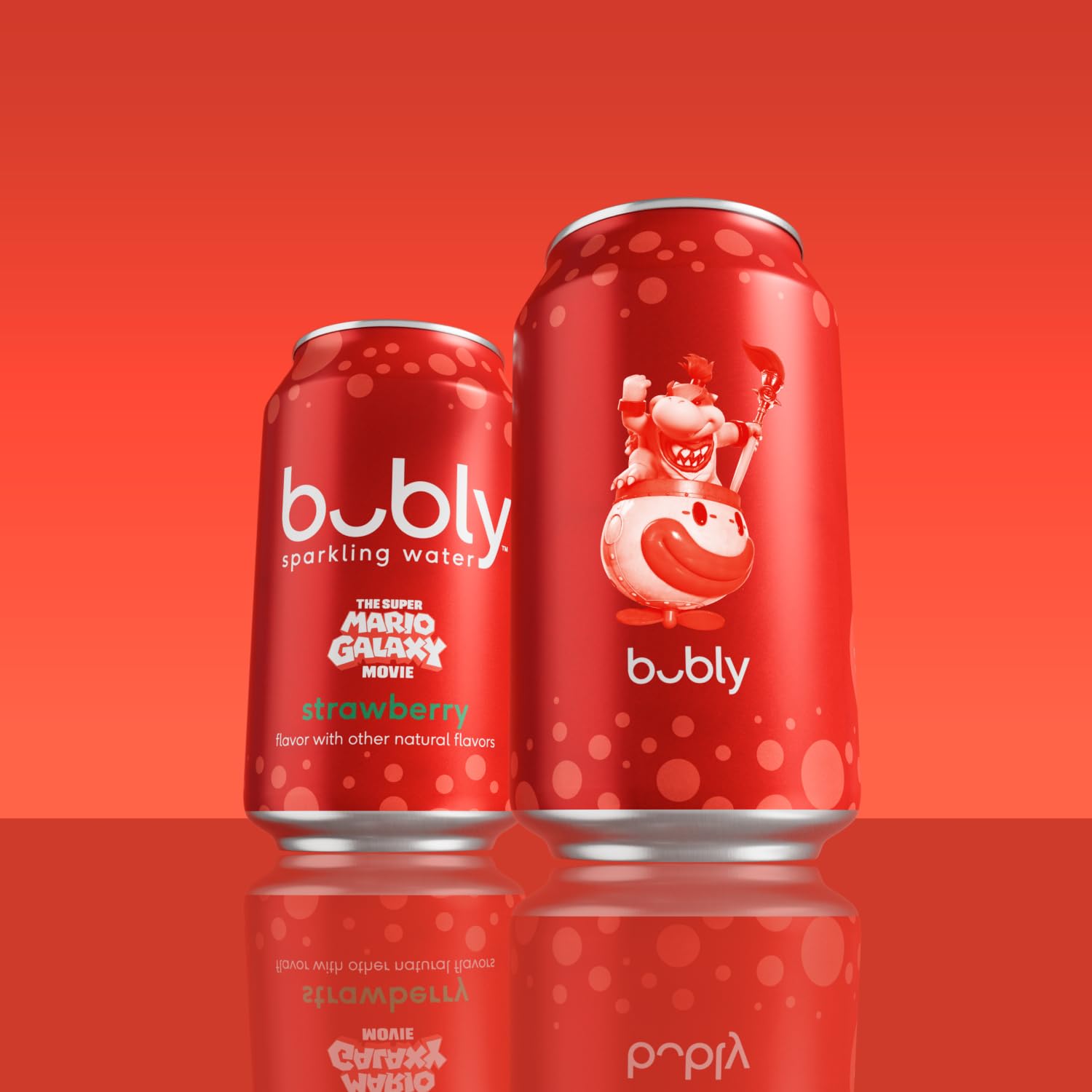 Bubly Strawberry Sparkling Water eight-pack display, convenient for gatherings and on-the-go.