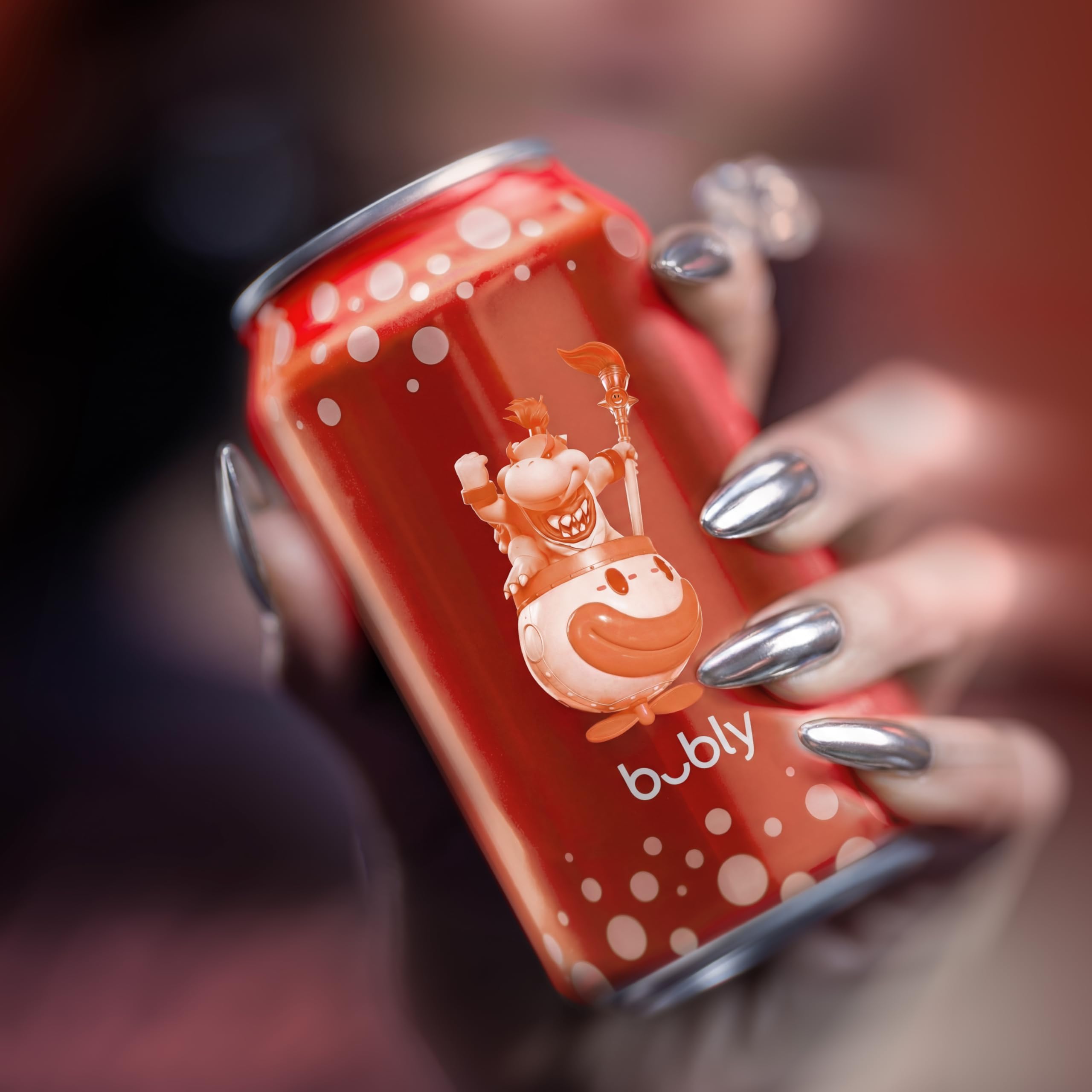 Bubly can recycling symbol emphasizing 100% recyclable aluminum for sustainable sipping.