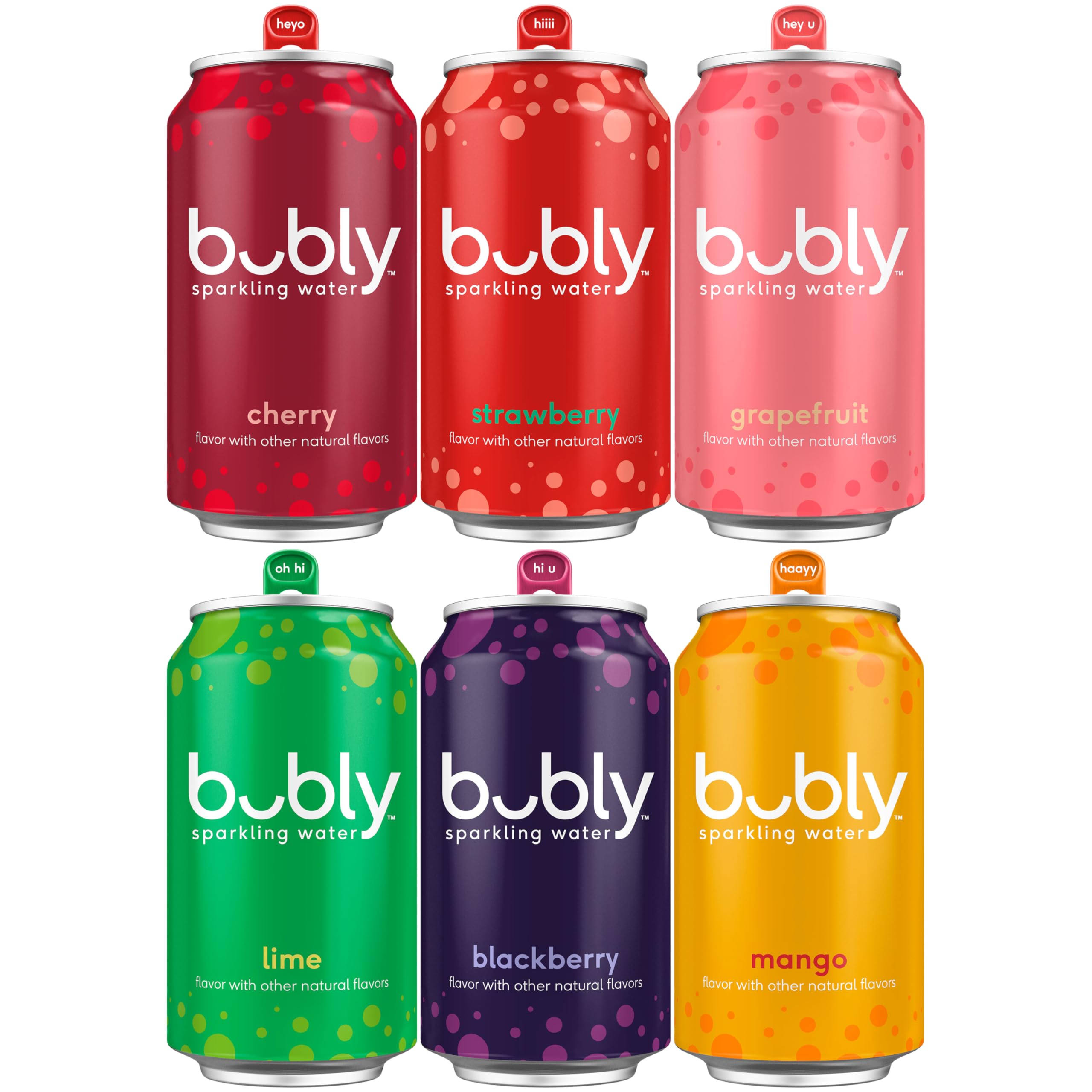 Bubly variety-pack six flavors lineup for social gatherings.
