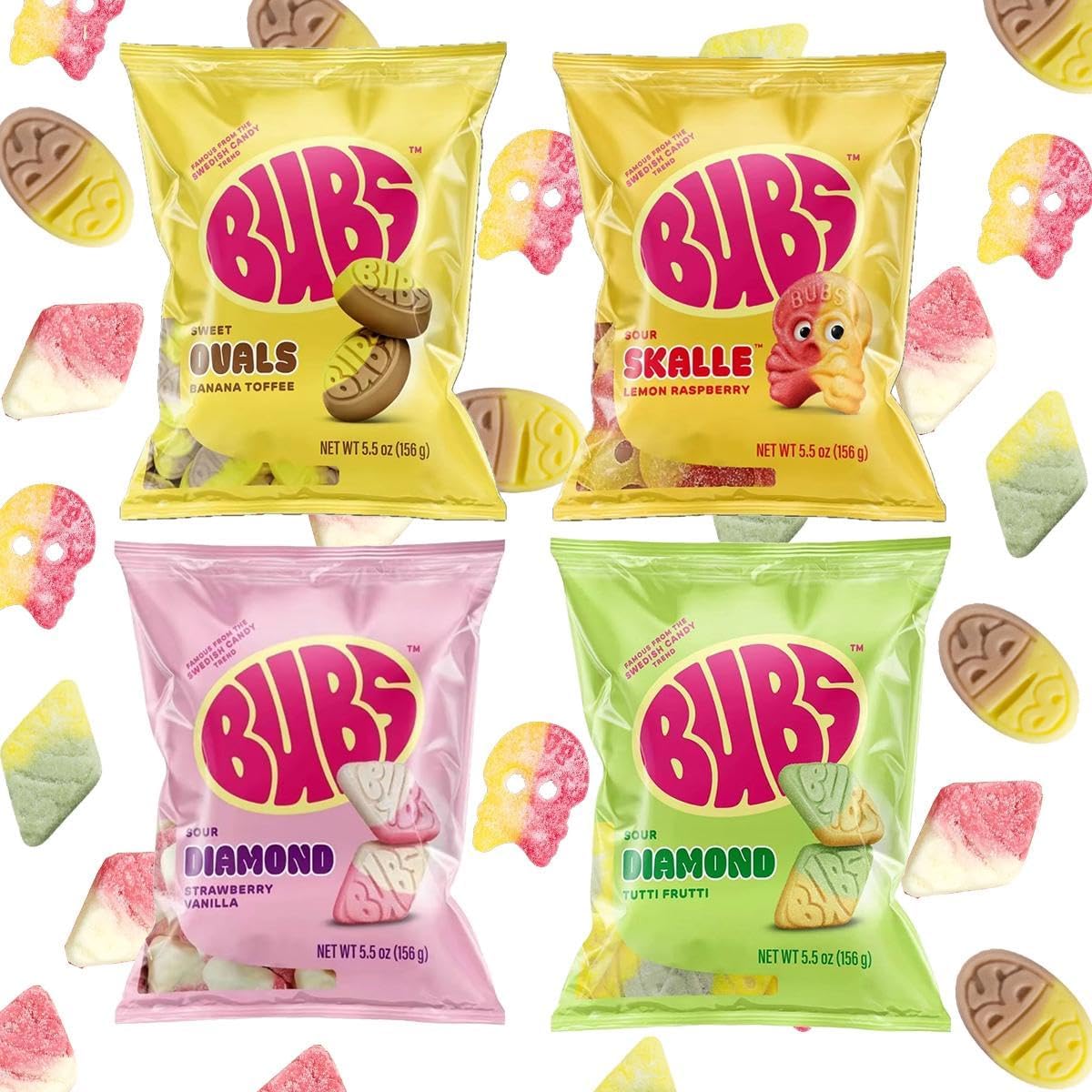 BUBS strawberry vanilla foam candy bag with soft, pillowy bite for a playful chew