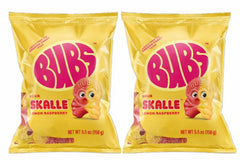 BUBS Sour Lemon Raspberry Skulls 2-pack on packaging, ideal for sharing.
