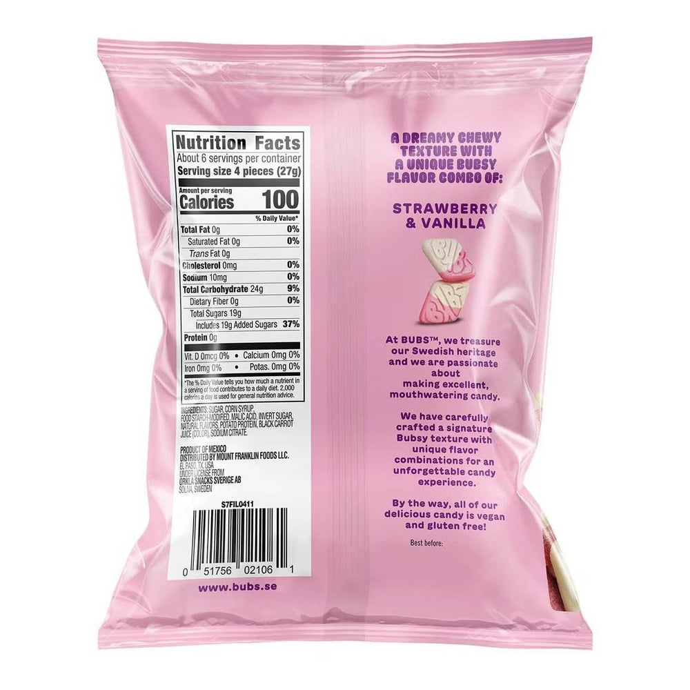 BUBS diamond foam candy close-up highlighting chewy texture and vanilla note.