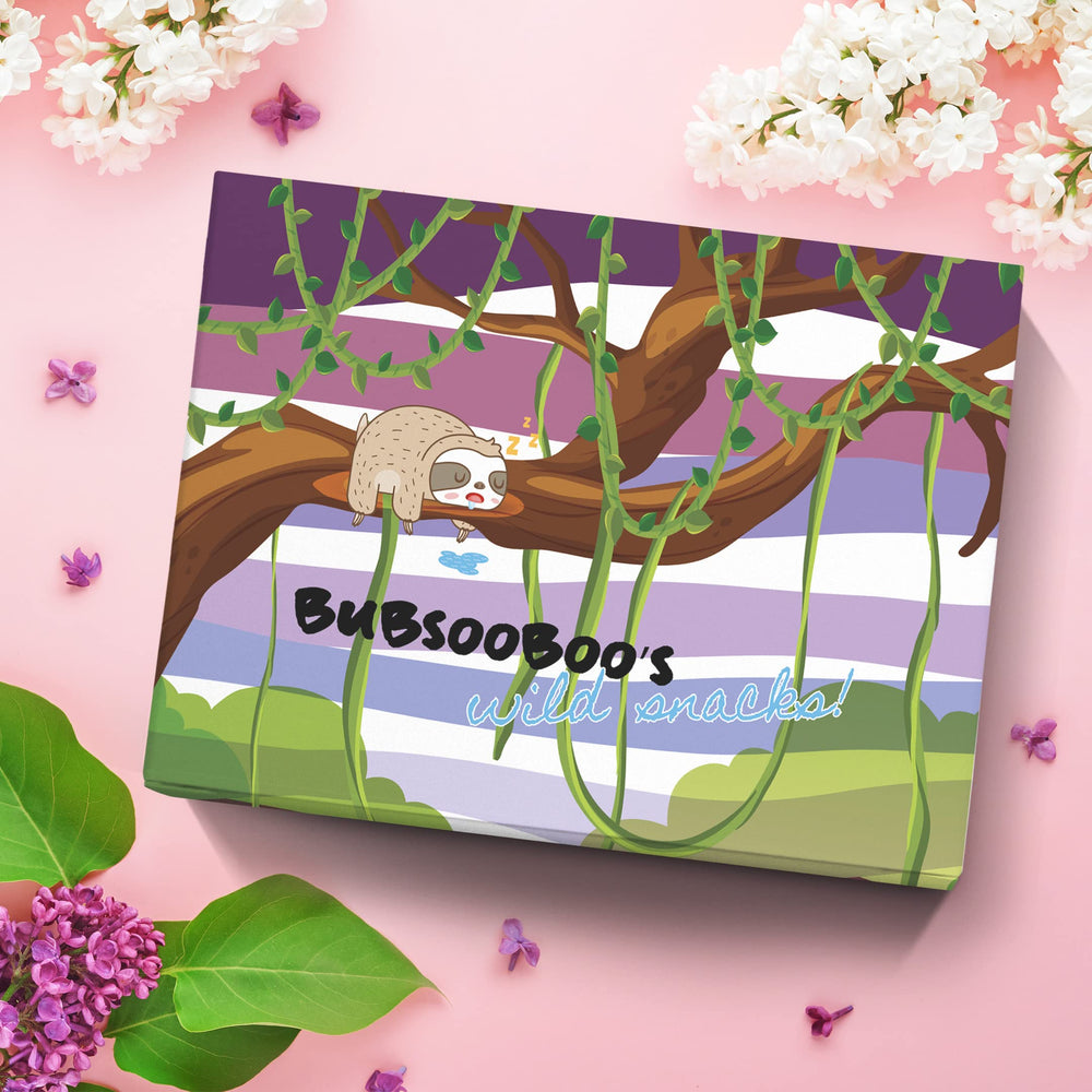 Story notes card included with Bubsooboos Wild Snacks tasting