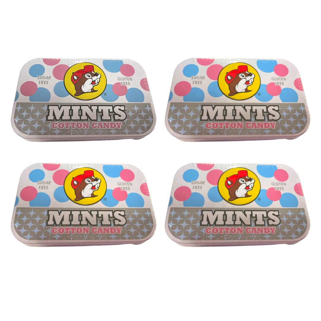 Buc-ees cotton candy mints tins collection for family fresh breath.