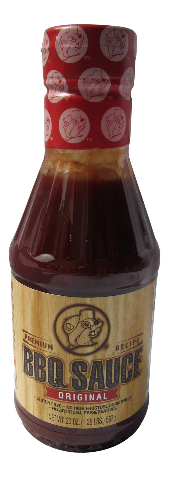 Buc-ee's Premium Recipe BBQ Sauce bottle pour, ideal for grilling and enhancing savory dishes.