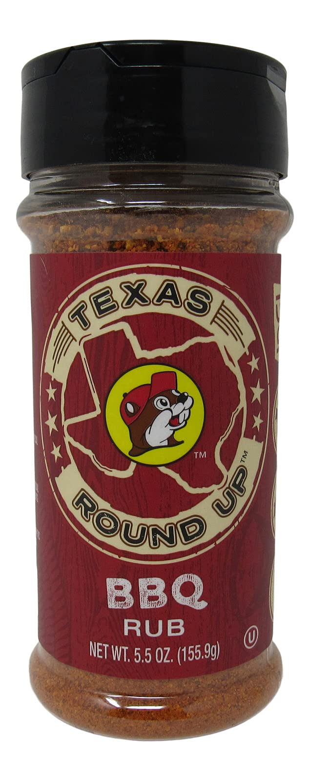 Buc-ee's Texas Round Up BBQ Rub bottle with shaker lid for easy seasoning.