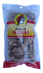 Buc-ee's glazed pecan praline halves in a resealable bag, ideal for snacking and sharing.
