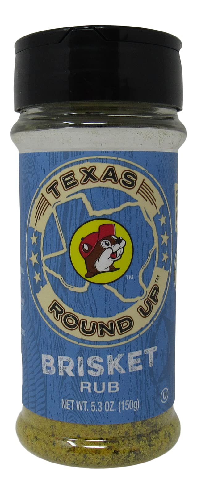Buc-ee's Texas Round Up Brisket Rub bottle boosts grill flavor.