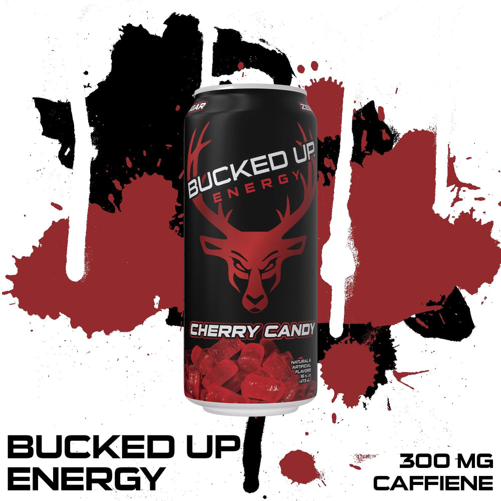Bucked Up Energy Drink 300mg cherry - pour into glass to enjoy a flavorful energy boost