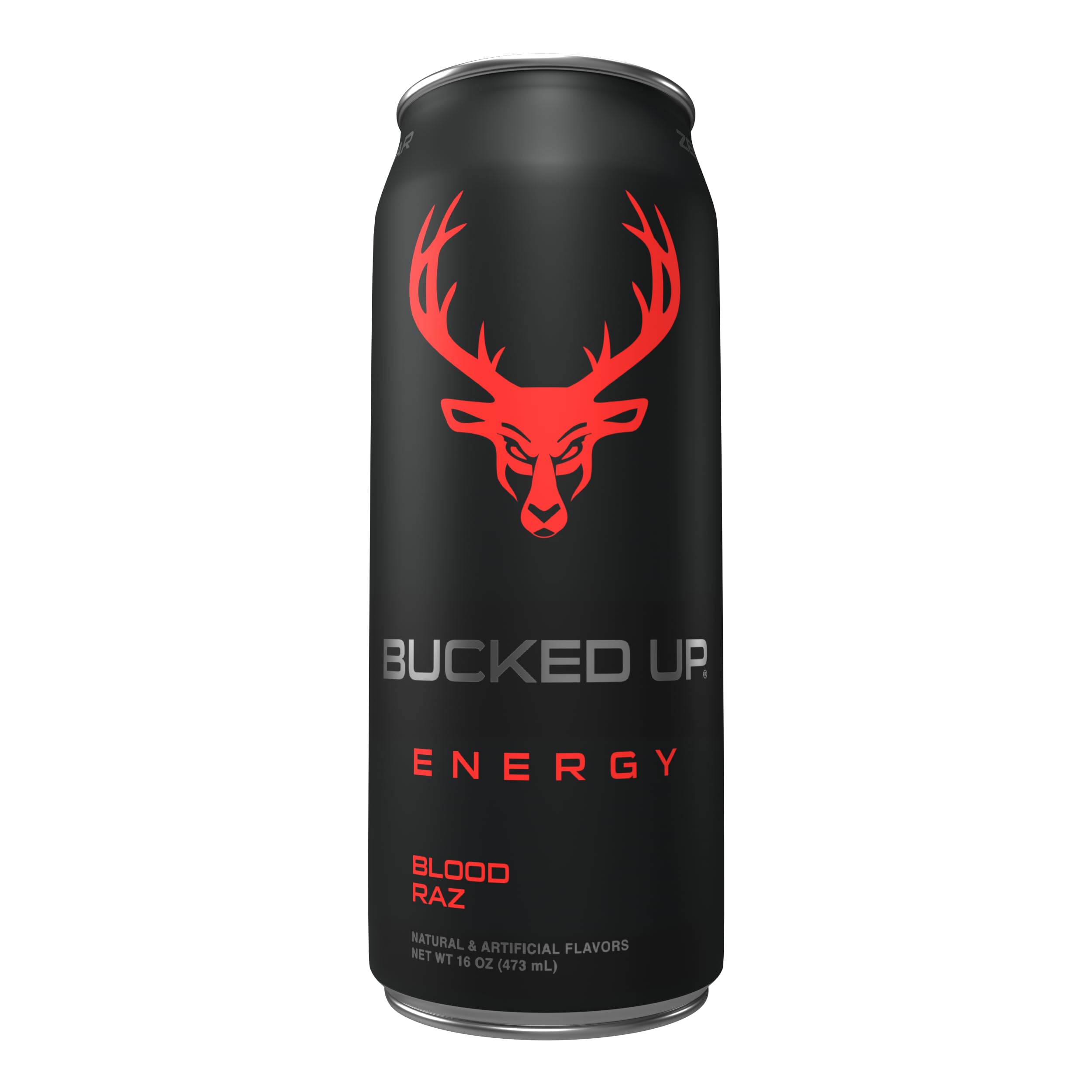 Bucked Up Blood Raz 12ct close-up shows sleek packaging and branding.