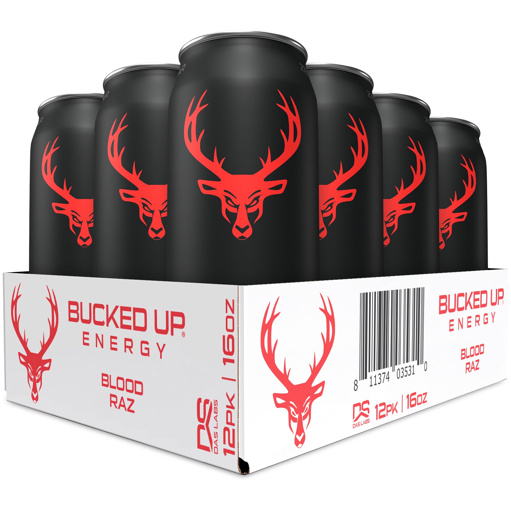 Bucked Up Blood Raz 12ct front view can boosts focus.
