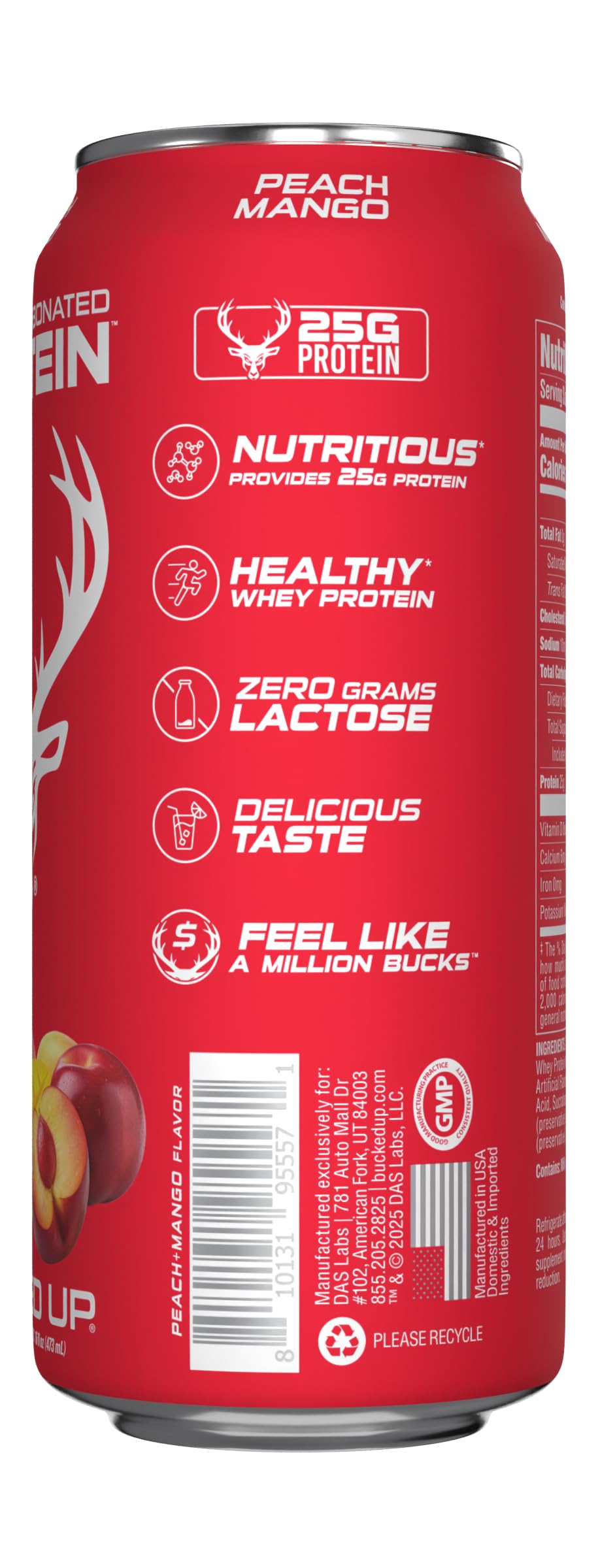 12-pack Bucked Up Lightly Carbonated Protein Soda on a store shelf.