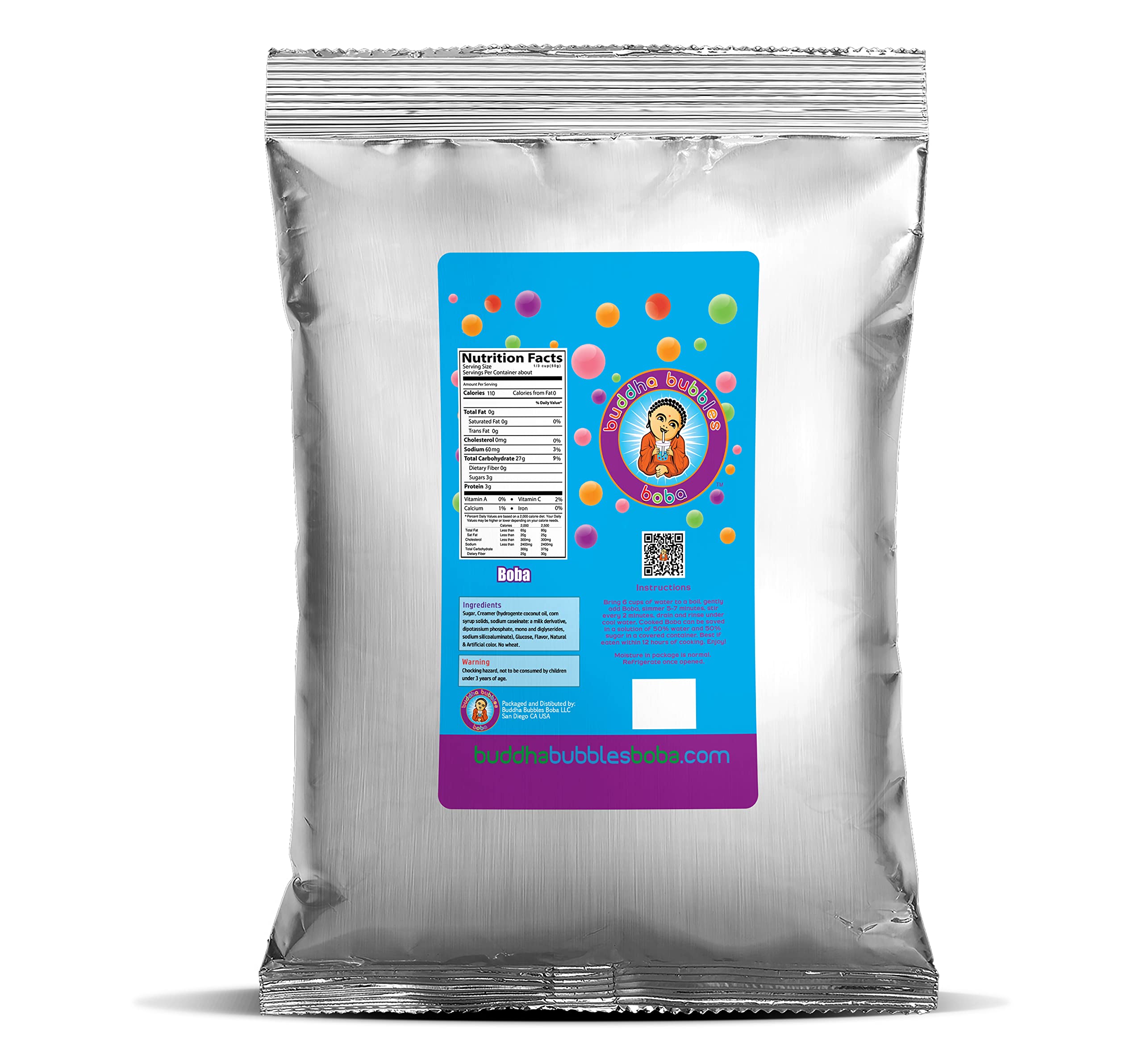 Buddha Bubbles Boba 1kg packaging on display for home bubble tea prep