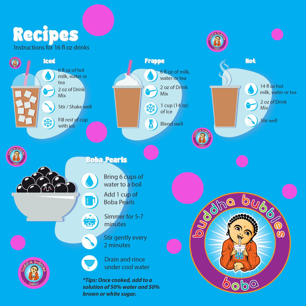 Buddha Bubbles Boba pearls in milk tea serving, silky chew and balanced sweetness