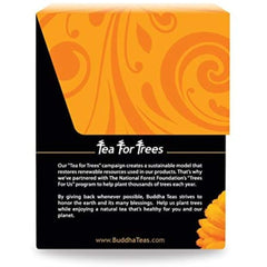 Buddha Teas calendula tea in cup, naturally caffeine-free and soothing.