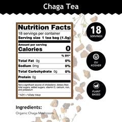 Buddha Teas Chaga Tea cup steeping highlights earthy aroma for calm moments.