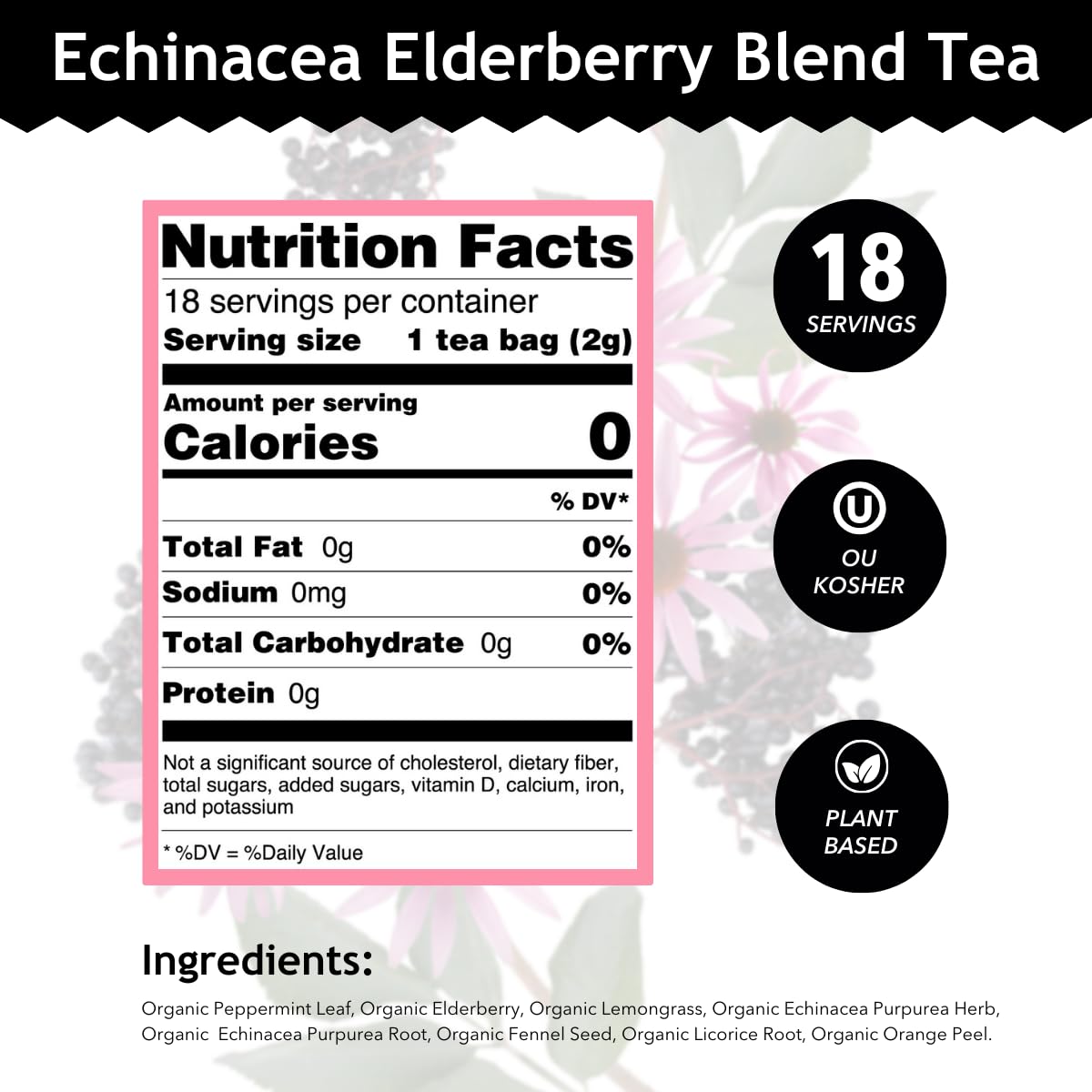 Buddha Teas Echinacea Elderberry tea cup shows minty aroma ideal for relaxing evenings