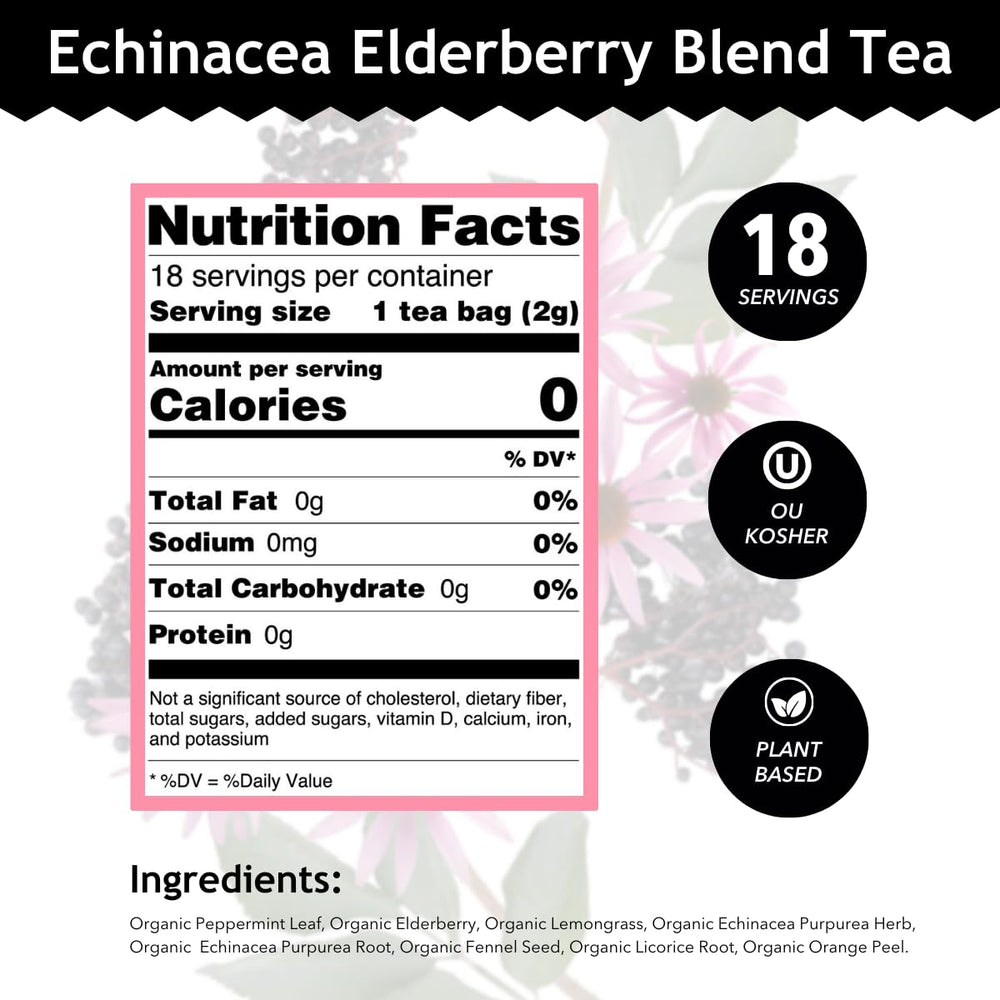 Buddha Teas Echinacea Elderberry tea cup shows minty aroma ideal for relaxing evenings