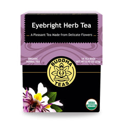 Buddha Teas Eyebright tea steeping in a mug for a calm, flavorful cup