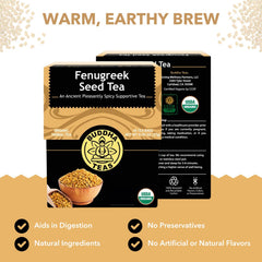 Buddha Teas Fenugreek Seed Tea cup steeped with warm earthy aroma.