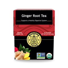 Buddha Teas ginger root tea bags deliver pure ginger flavor for a comforting cup.
