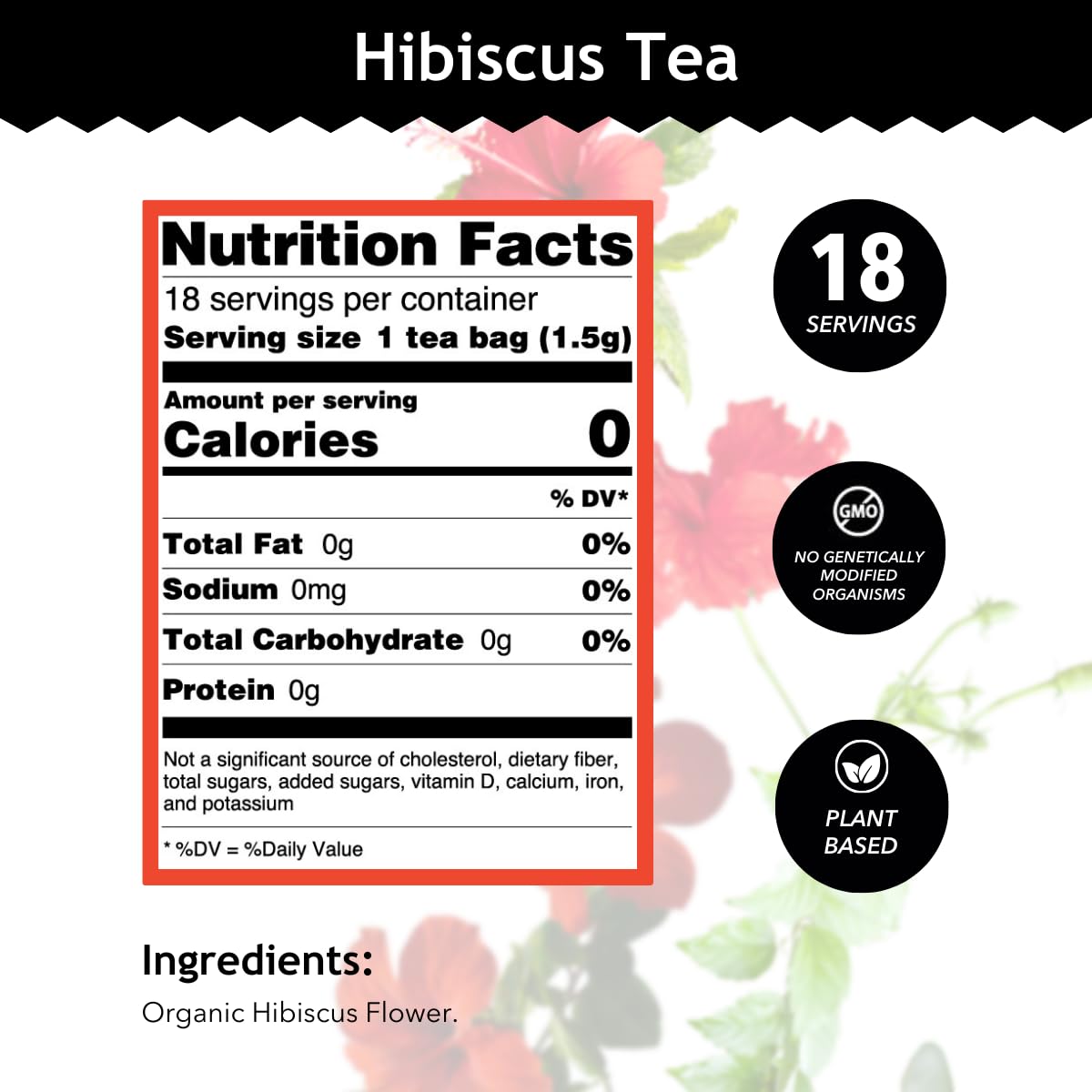 Buddha Teas Hibiscus tea bag closeup showing vibrant crimson color and tangy aroma
