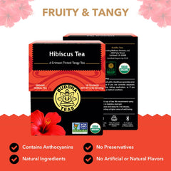 Buddha Teas Hibiscus brewed cup ready to enjoy, caffeine-free