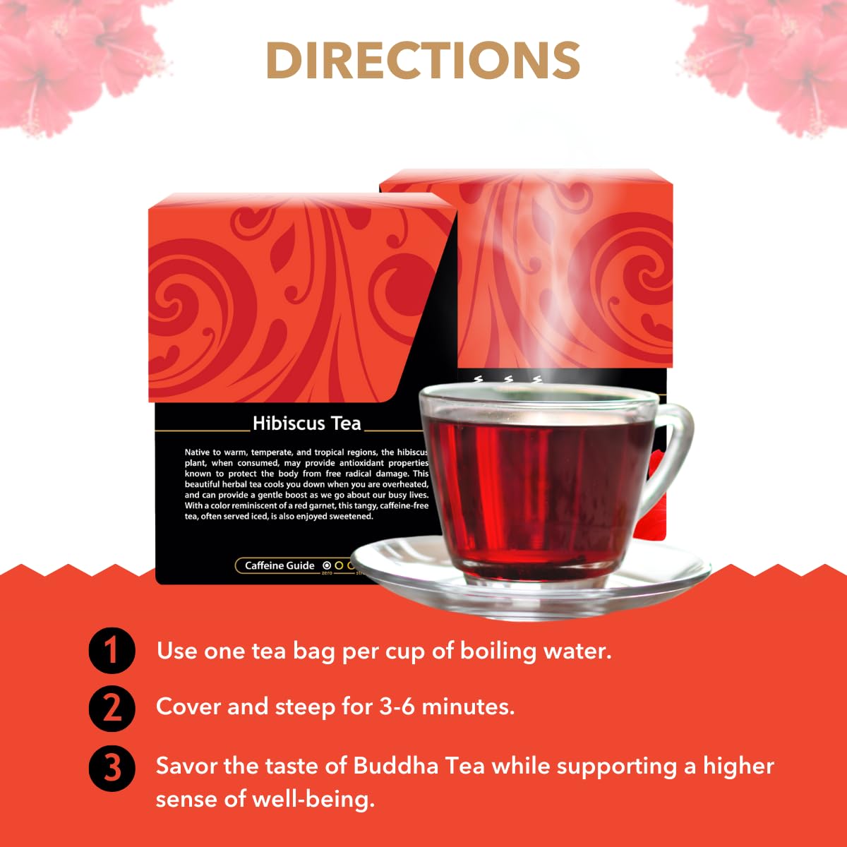 Buddha Teas Hibiscus dried hibiscus flowers display natural ingredients