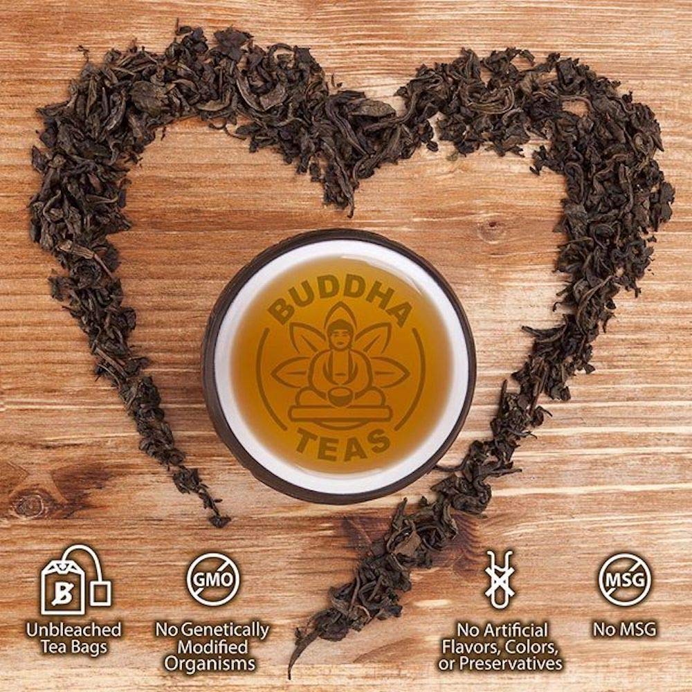 Bleach-free tea bags from Buddha Teas with a natural tea setup
