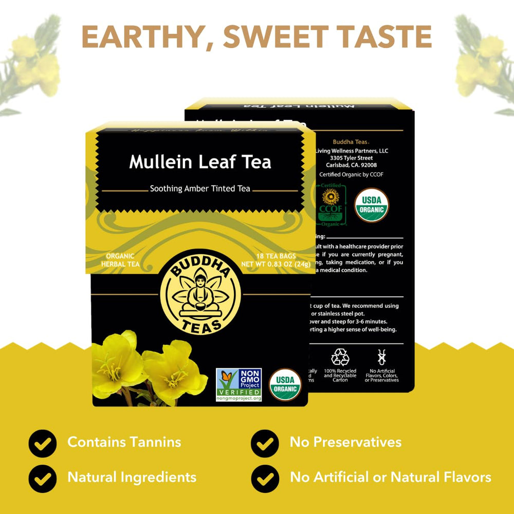 Buddha Teas Mullein Leaf dried leaves, single-ingredient purity for brewing