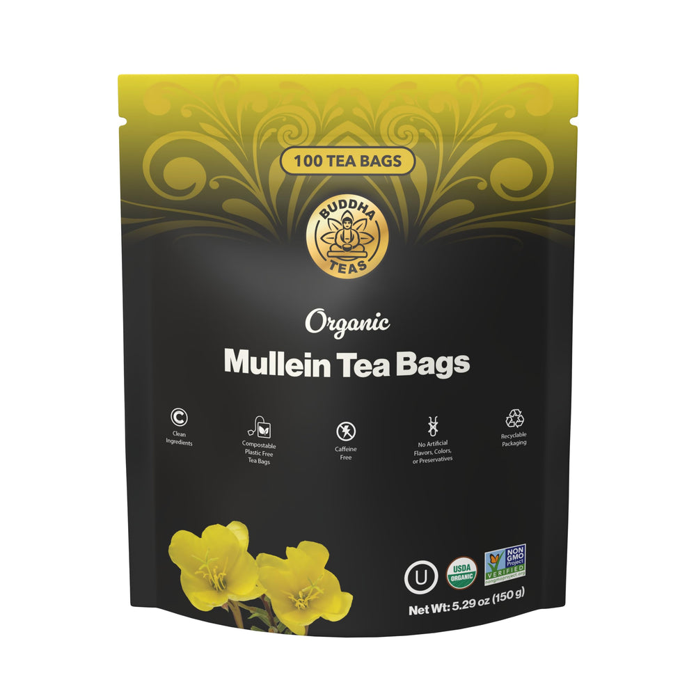 Buddha Teas Mullein Leaf Tea Bags pack for easy daily caffeine-free enjoyment