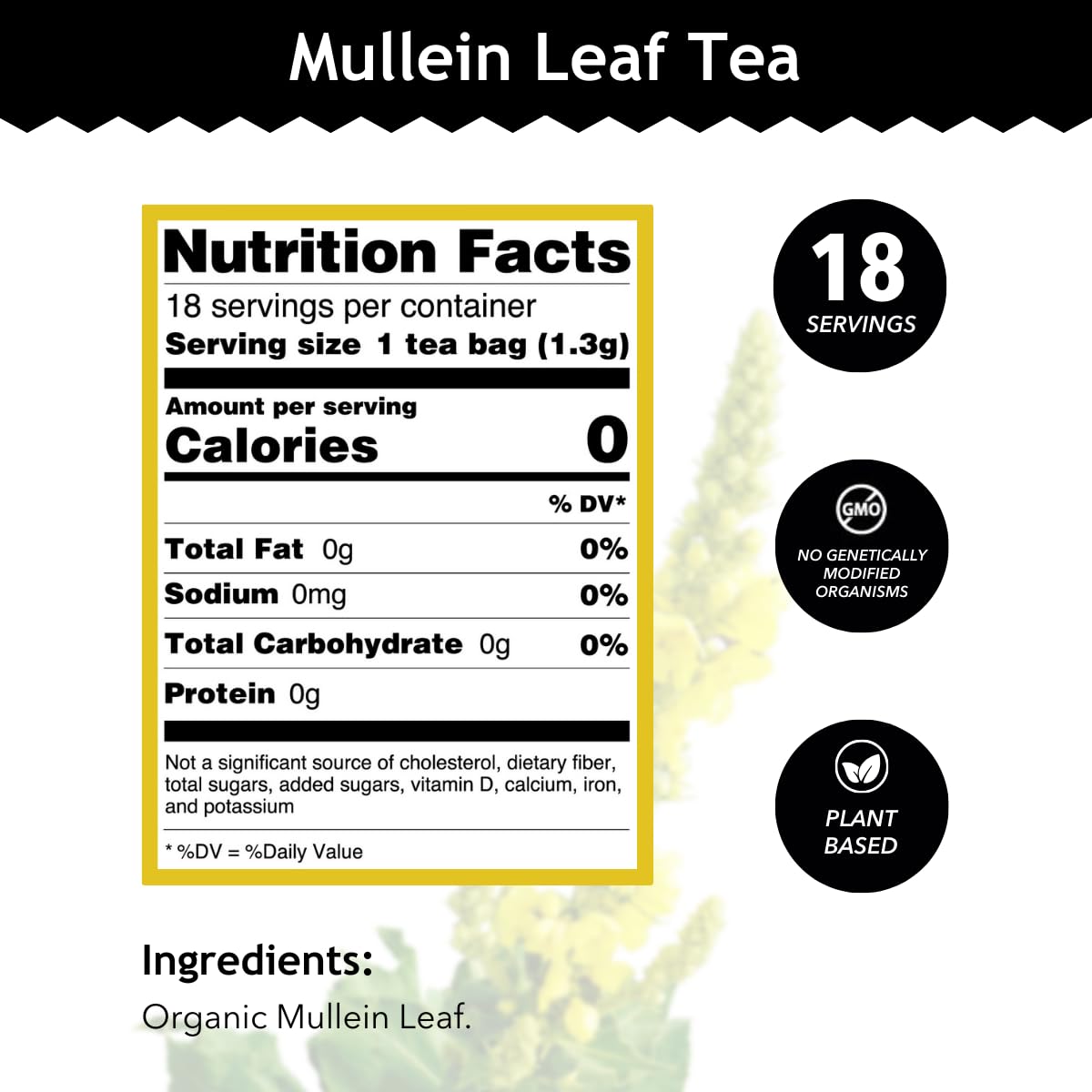 Buddha Teas Mullein Leaf tea cup steeping, perfect for a calming daily ritual