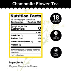 Buddha Teas chamomile tea cup steeping for a calm evening