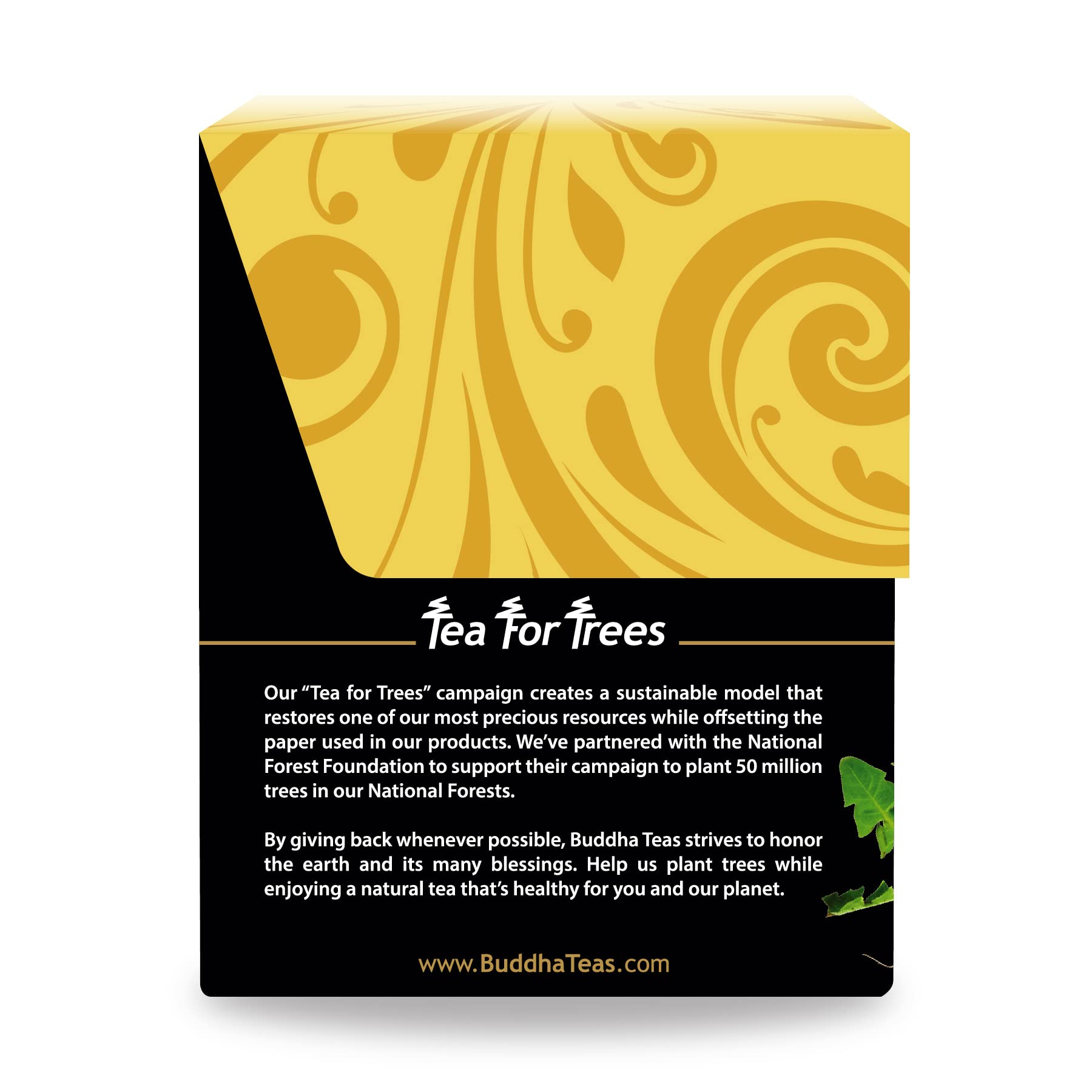 Buddha Teas Organic Dandelion Root ingredient label showing natural goodness.