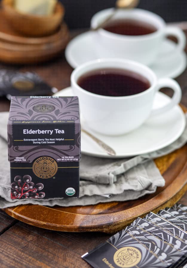 Buddha Teas Organic Elderberry tea no additives—pure, clean ingredients.