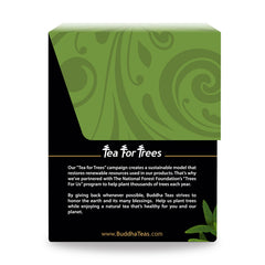 Buddha Teas Organic Eucalyptus Tea bag packaging—bleach-free, eco-conscious design supports sustainable brewing.