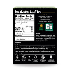 Buddha Teas Organic Eucalyptus Tea cup steeping—aromatic steam and soothing flavor in every pour.