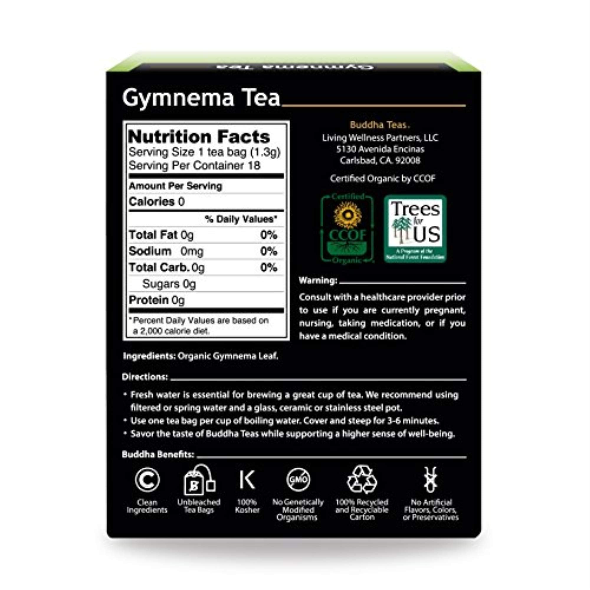 Buddha Teas Gymnema Sylvestre tea bags ready for a soothing, caffeine-free brew.